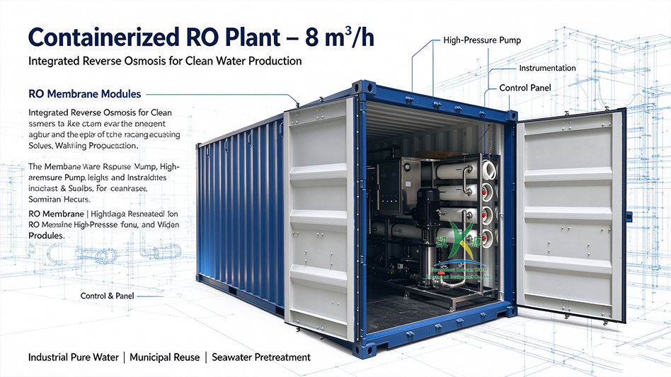 8m3/h Containerized Reverse Osmosis System